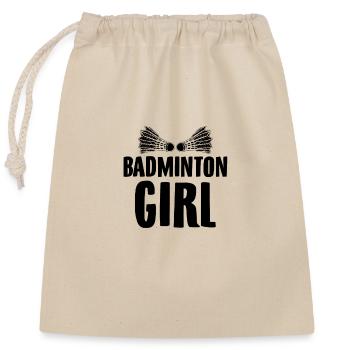 Filles de badminton | Cadeau de passe-temps sport volant - Sac cadeau en coton avec cordon (25 x 30 cm) - nature - Devant