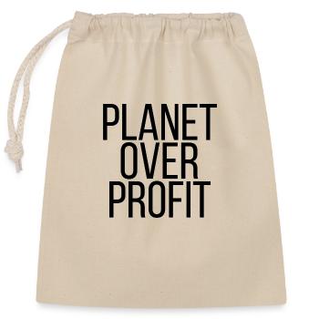Planet over profit - Closable cotton gift bag (25x30cm) - nature - Front