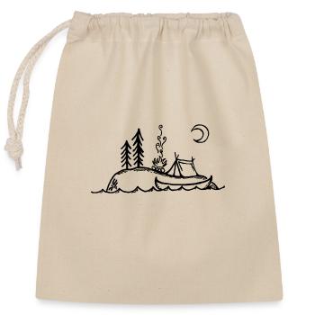 Island, Campfire, Camping & Canoeing - Closable cotton gift bag (25x30cm) - nature - Front