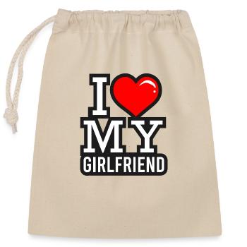 Paare I love my Girlfriend Partnerlook Geschenk - Verschließbarer Geschenkbeutel aus Baumwolle (25x30cm) - Natur - Vorne