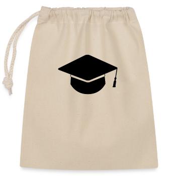 Chapeau de diplômé - Sac cadeau en coton avec cordon (25 x 30 cm) - nature - Devant