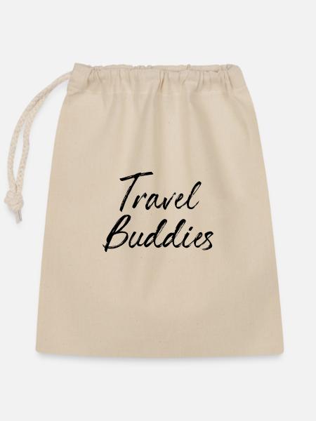 Travel Buddies - Verschließbarer Geschenkbeutel aus Baumwolle (25x30cm) - Natur