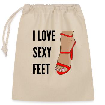 I love sexy Feet - Verschließbarer Geschenkbeutel aus Baumwolle (25x30cm) - Natur - Vorne