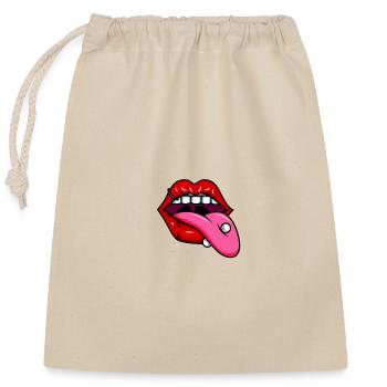 Langue coincée avec protège-dents masque piercing - Sac cadeau en coton avec cordon (25 x 30 cm) - nature - Devant
