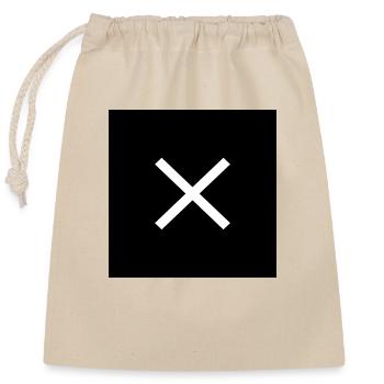 Cross white on black - Closable cotton gift bag (25x30cm) - nature - Front