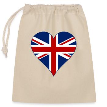 Great Britain Flag Heart - Closable cotton gift bag (25x30cm) - nature - Front