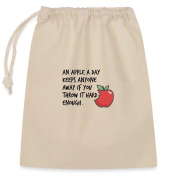Ein Apfel pro Tag Lustiger Spruch Humor Sprüche - Verschließbarer Geschenkbeutel aus Baumwolle (25x30cm) - Natur - Vorne