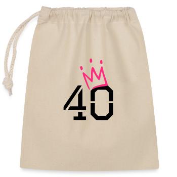 40 couronne - 40e anniversaire - Sac cadeau en coton avec cordon (25 x 30 cm) - nature - Devant