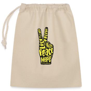 Love Faith Peace Hope Hand Zeichen Handzeichen - Verschließbarer Geschenkbeutel aus Baumwolle (25x30cm) - Natur - Vorne