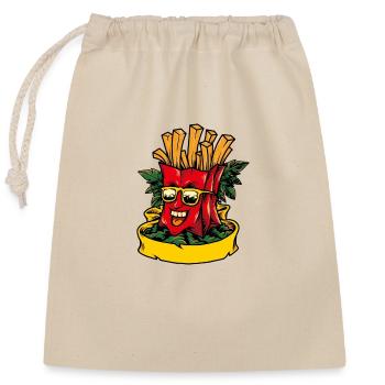 Frites drôles de restauration rapide avec des lunettes de soleil - Sac cadeau en coton avec cordon (25 x 30 cm) - nature - Devant