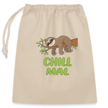 Chill Mal - Faultier auf einem Ast! - Verschließbarer Geschenkbeutel aus Baumwolle (25x30cm) - Natur - Vorne