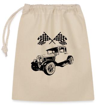 Car - Closable cotton gift bag (25x30cm) - nature - Front