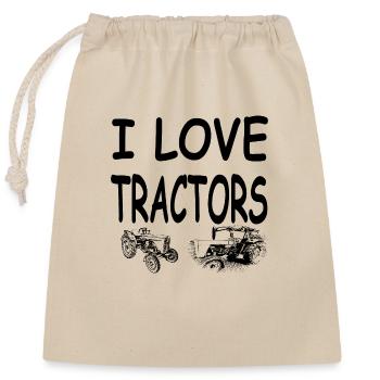 Tractor - Closable cotton gift bag (25x30cm) - nature - Front