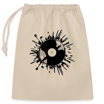 Gouttes de taches de couleur de disque vinyle - Sac cadeau en coton avec cordon (25 x 30 cm) - nature - Devant
