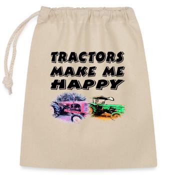 Tractor - Closable cotton gift bag (25x30cm) - nature - Front