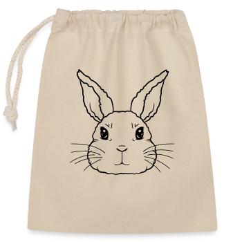 Gesicht niedlicher kleiner Hase - Verschließbarer Geschenkbeutel aus Baumwolle (25x30cm) - Natur - Vorne