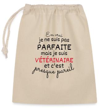 En Vrai Pas Parfaite Mais Vétérinaire - Sac cadeau en coton avec cordon (25 x 30 cm) - nature - Devant