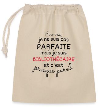 In real not perfect but librarian - Closable cotton gift bag (25x30cm) - nature - Front
