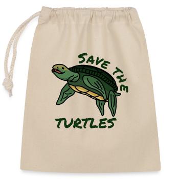 Save the turtles Help quote Environment Plastic - Closable cotton gift bag (25x30cm) - nature - Front