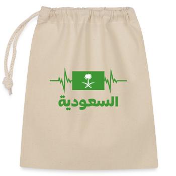 Saudi-Arabien Fußball 2022 Herzschlag - Verschließbarer Geschenkbeutel aus Baumwolle (25x30cm) - Natur - Vorne