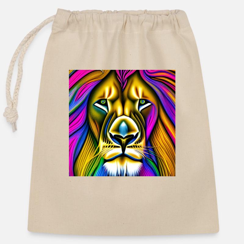 Lion - Closable cotton gift bag (25x30cm) - nature