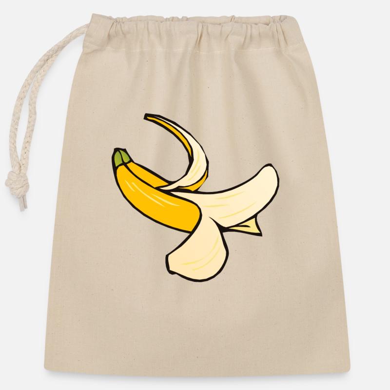 Banane 1 A - Verschließbarer Geschenkbeutel aus Baumwolle (25x30cm) - Natur