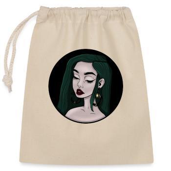 Femme aux cheveux verts - Sac cadeau en coton avec cordon (25 x 30 cm) - nature - Devant