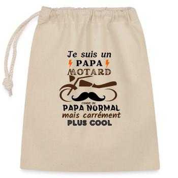 Papa motard - cadeau père moto - Sac cadeau en coton avec cordon (25 x 30 cm) - nature - Devant