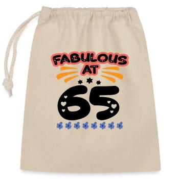 Fabuleux à 65 ans - Sac cadeau en coton avec cordon (25 x 30 cm) - nature - Devant