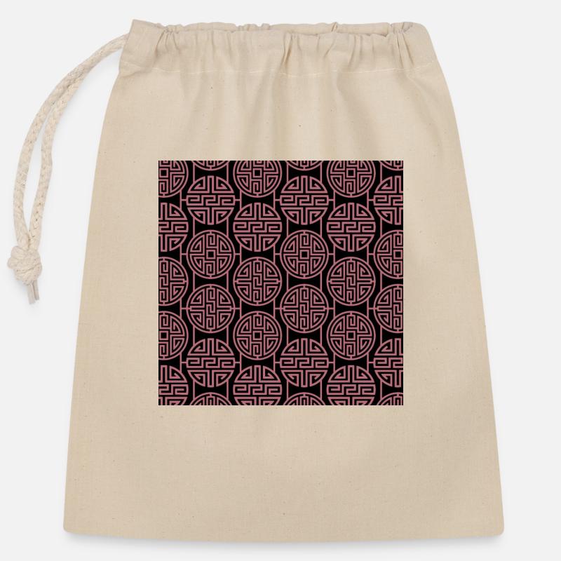 Chinese pattern - Closable cotton gift bag (25x30cm) - nature