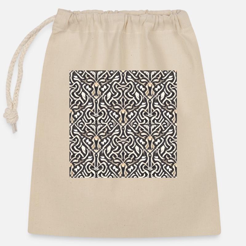 Ornament pattern - Closable cotton gift bag (25x30cm) - nature