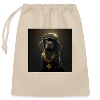 süßer schwarzer hund mit goldener halskette - Verschließbarer Geschenkbeutel aus Baumwolle (25x30cm) - Natur - Vorne