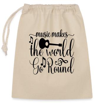 La musique fait tourner le monde - Sac cadeau en coton avec cordon (25 x 30 cm) - nature - Devant