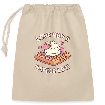 Gaufre mignonne Love You A Waffle Lot Valentines - Sac cadeau en coton avec cordon (25 x 30 cm) - nature - Devant