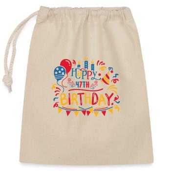 Joyeux 47e anniversaire Quarante-septième cadeau de 47 ans - Sac cadeau en coton avec cordon (25 x 30 cm) - nature - Devant