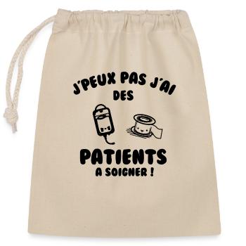 Patient à soigner - Sac cadeau en coton avec cordon (25 x 30 cm) - nature - Devant