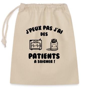 Patient à soigner - Sac cadeau en coton avec cordon (25 x 30 cm) - nature - Devant