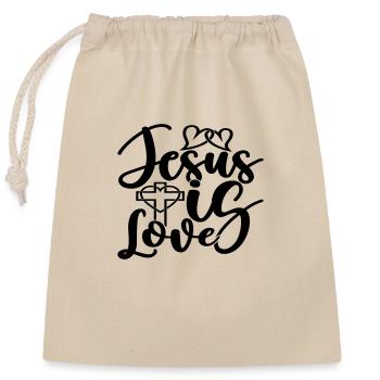 Jésus est amour - Sac cadeau en coton avec cordon (25 x 30 cm) - nature - Devant