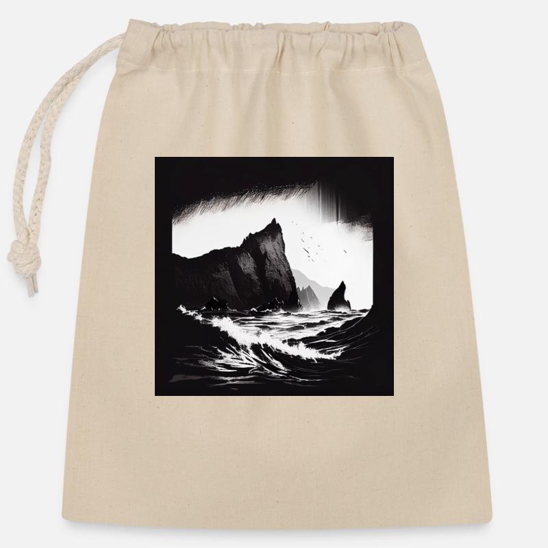 rough sea with cliffs - Closable cotton gift bag (25x30cm) - nature