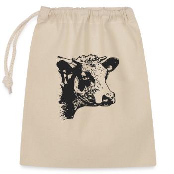 The cow's head - Closable cotton gift bag (25x30cm) - nature - Front