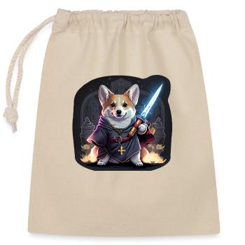 CorgiKreuz-Ritter - Verschließbarer Geschenkbeutel aus Baumwolle (25x30cm) - Natur - Vorne