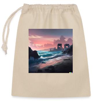 Futur art numérique de plage dystopique - Sac cadeau en coton avec cordon (25 x 30 cm) - nature - Devant