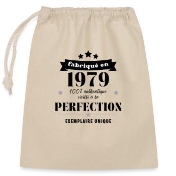 fabriqué en 1979 - Sac cadeau en coton avec cordon (25 x 30 cm) - nature - Devant