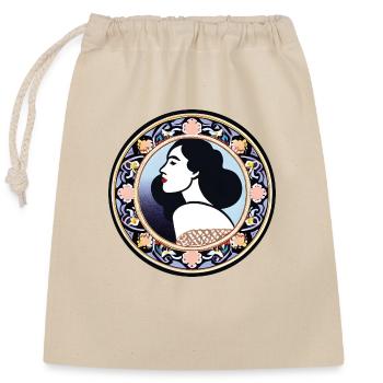 Woman Badge ArtNouvaue 08 - Closable cotton gift bag (25x30cm) - nature - Front