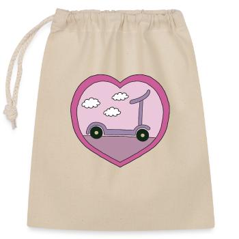 Scooter in pink design - Closable cotton gift bag (25x30cm) - nature - Front