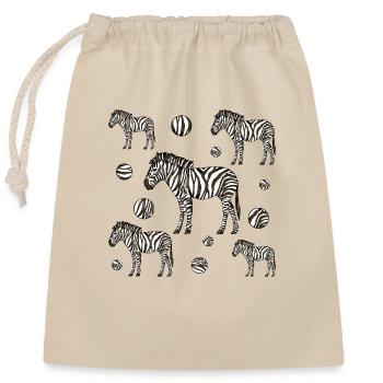 Zèbres - Sac cadeau en coton avec cordon (25 x 30 cm) - nature - Devant