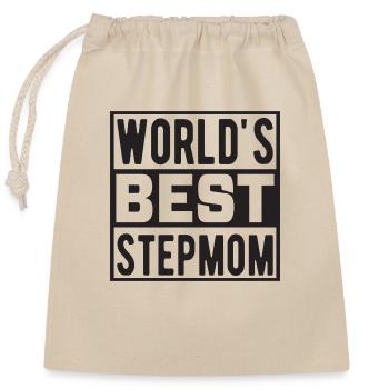 World´s Best Stepmom - Verschließbarer Geschenkbeutel aus Baumwolle (25x30cm) - Natur - Vorne