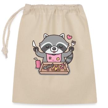 Lustiger Waschbär Bereitet Sich Darauf vor, Trash Food zu essen - Verschließbarer Geschenkbeutel aus Baumwolle (25x30cm) - Natur - Vorne