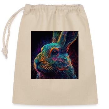 Coloured rabbit, unique design - Closable cotton gift bag (25x30cm) - nature - Front