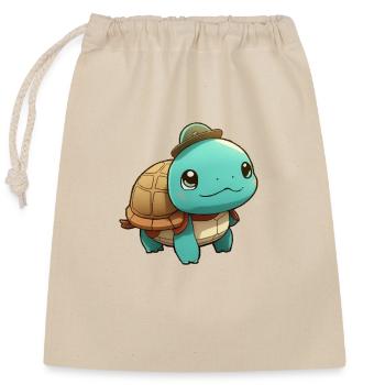 Doki the little turtle - Closable cotton gift bag (25x30cm) - nature - Front